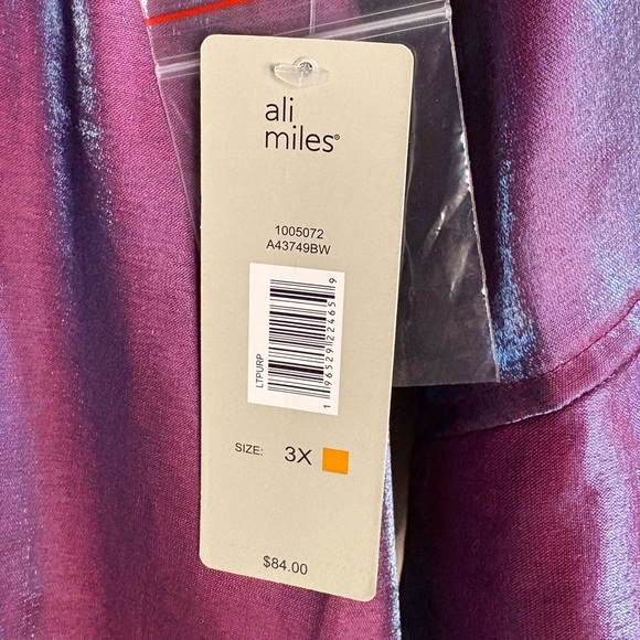 Ali Miles Shimmering Purple Button Down Shirt 3X - Picture 5 of 16
